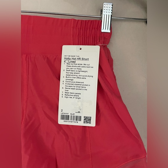 Lululemon NWT Hotty Hot High Rise Lined 4” Shorts Size 2 Pink Glazed - Picture 12 of 12